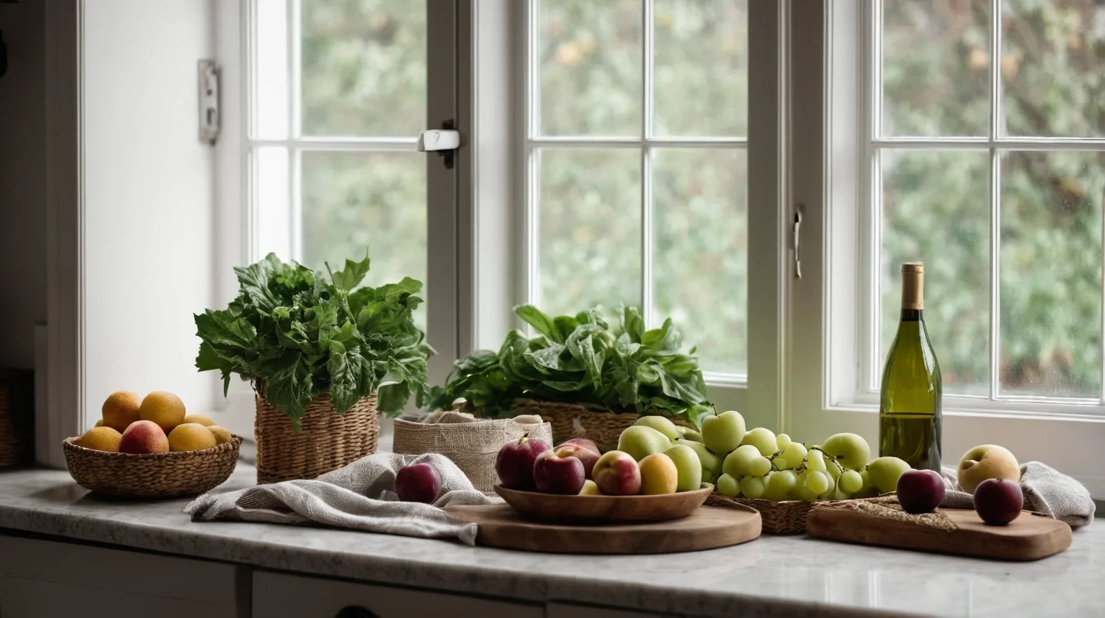 Colorful assortment of cold lunch components on a wooden cutting board