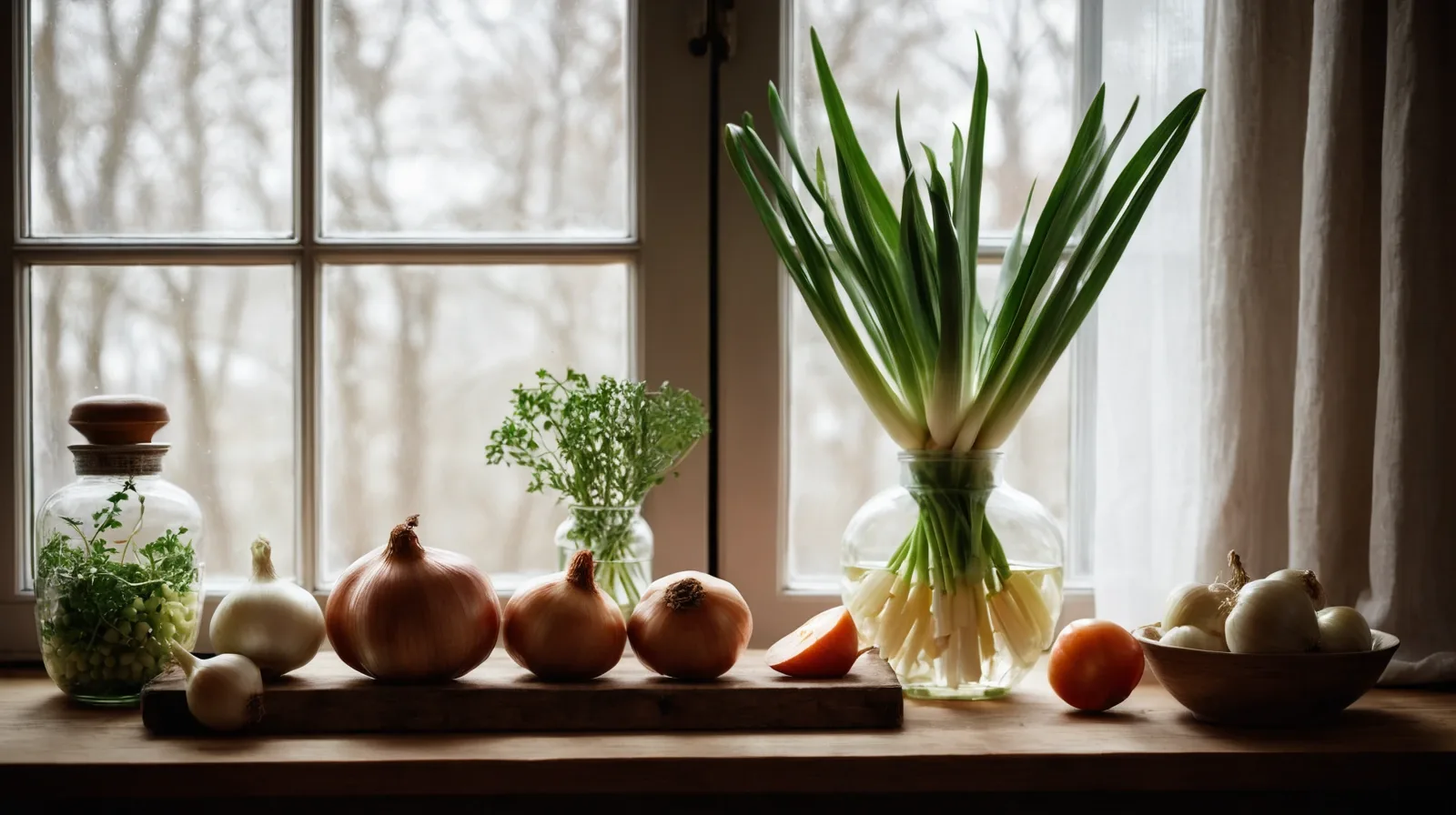 A colorful pile of chopped garlic, onion, celery, and carrot on a wooden cutting board.