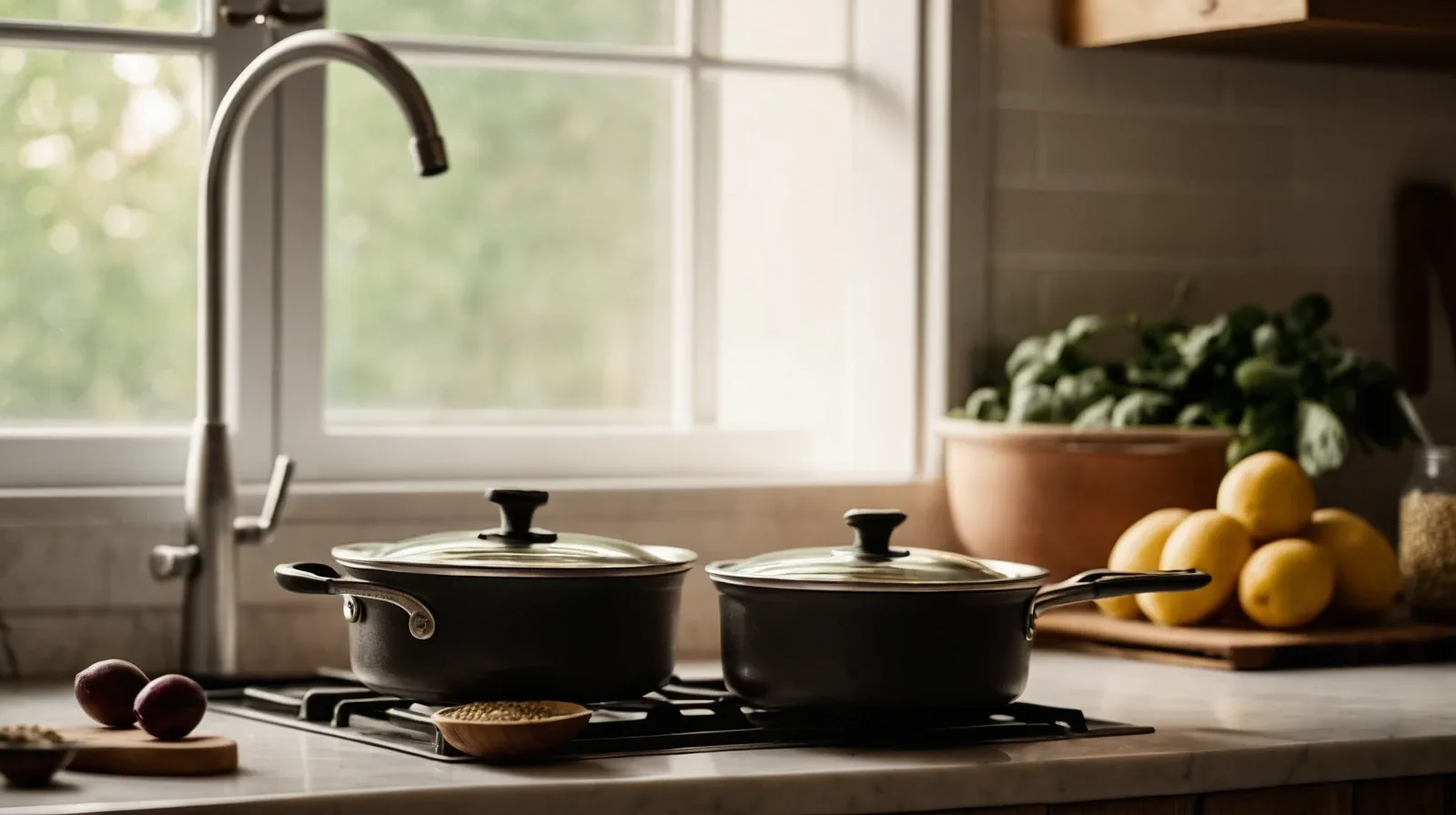 A pot of dried beans simmering on a stove with steam rising