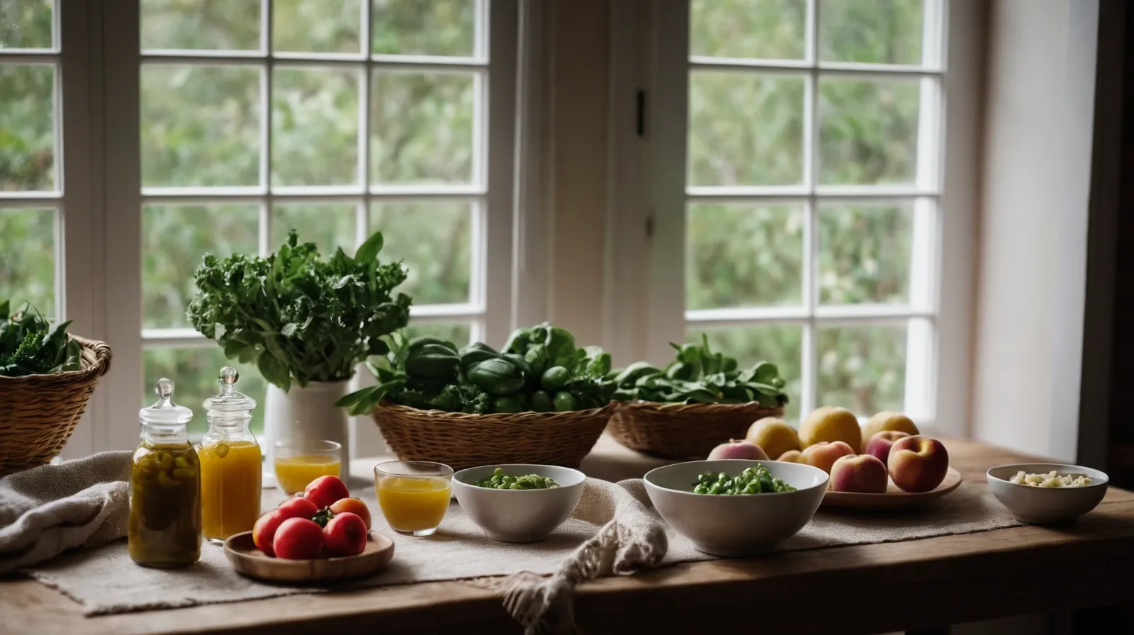 Colorful array of sauces in small bowls on a wooden table