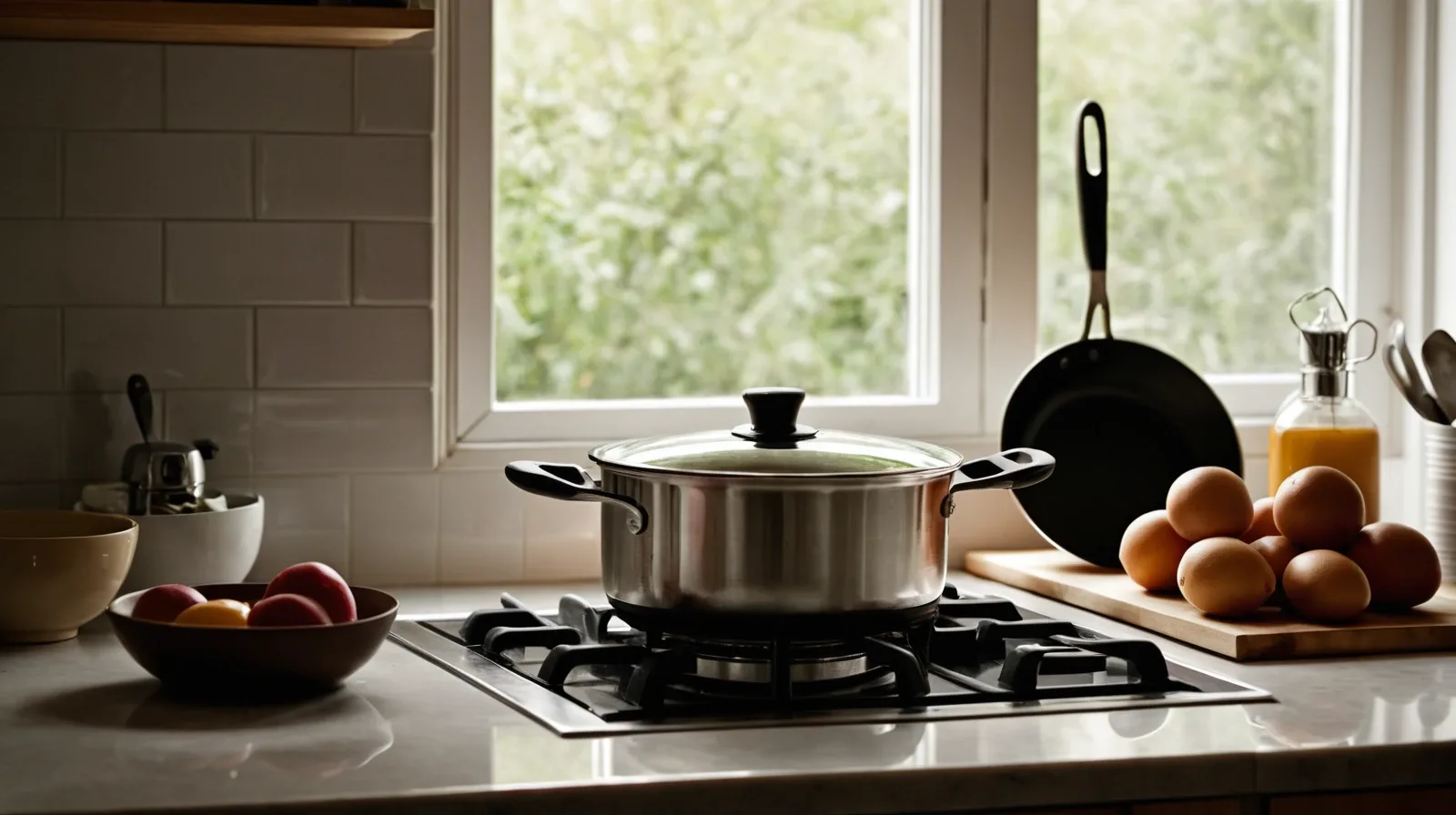 Colorful assortment of vegetables and eggs roasted on a sheet pan