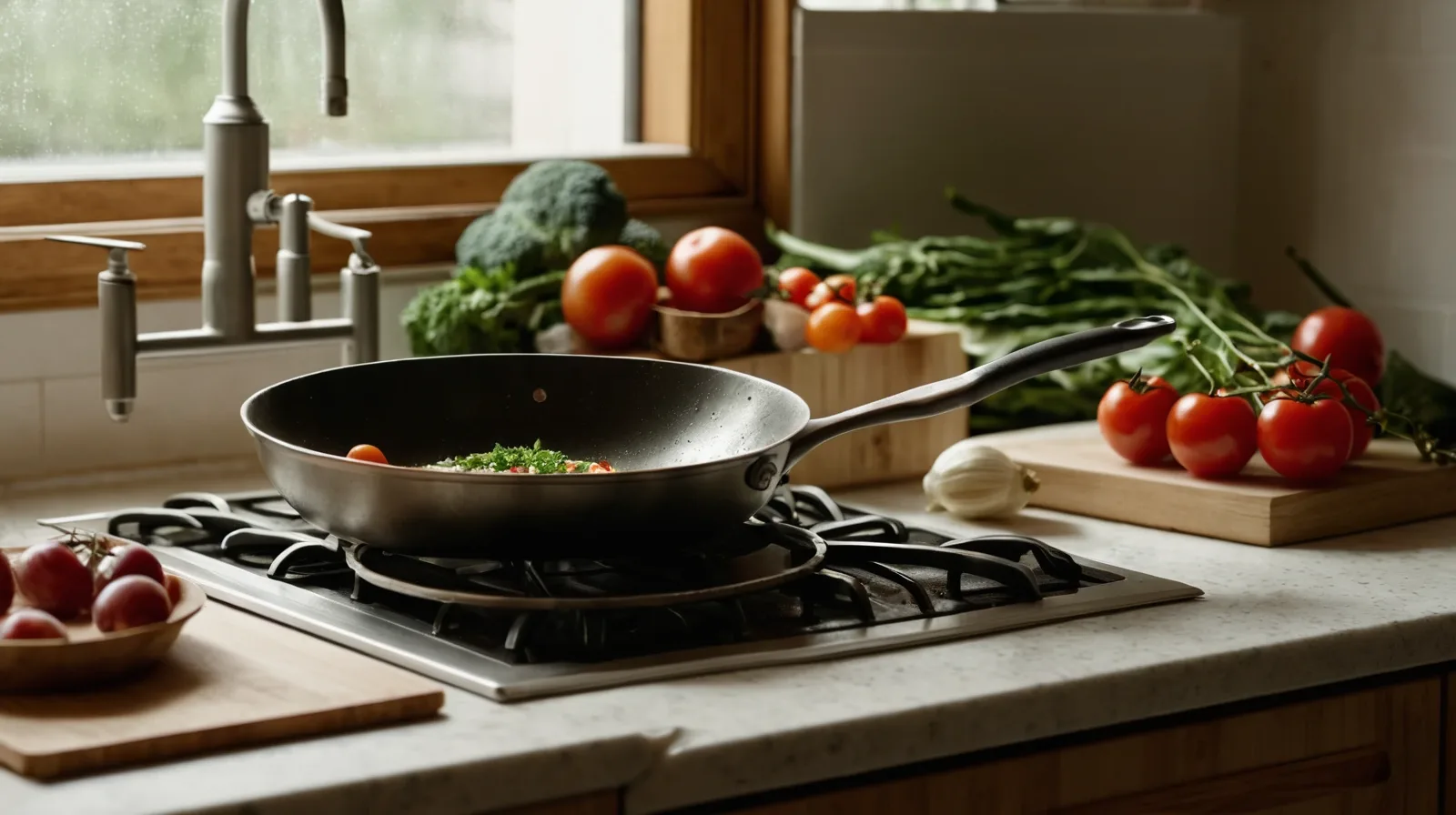 A colorful array of roasted vegetables and proteins on a sheet pan