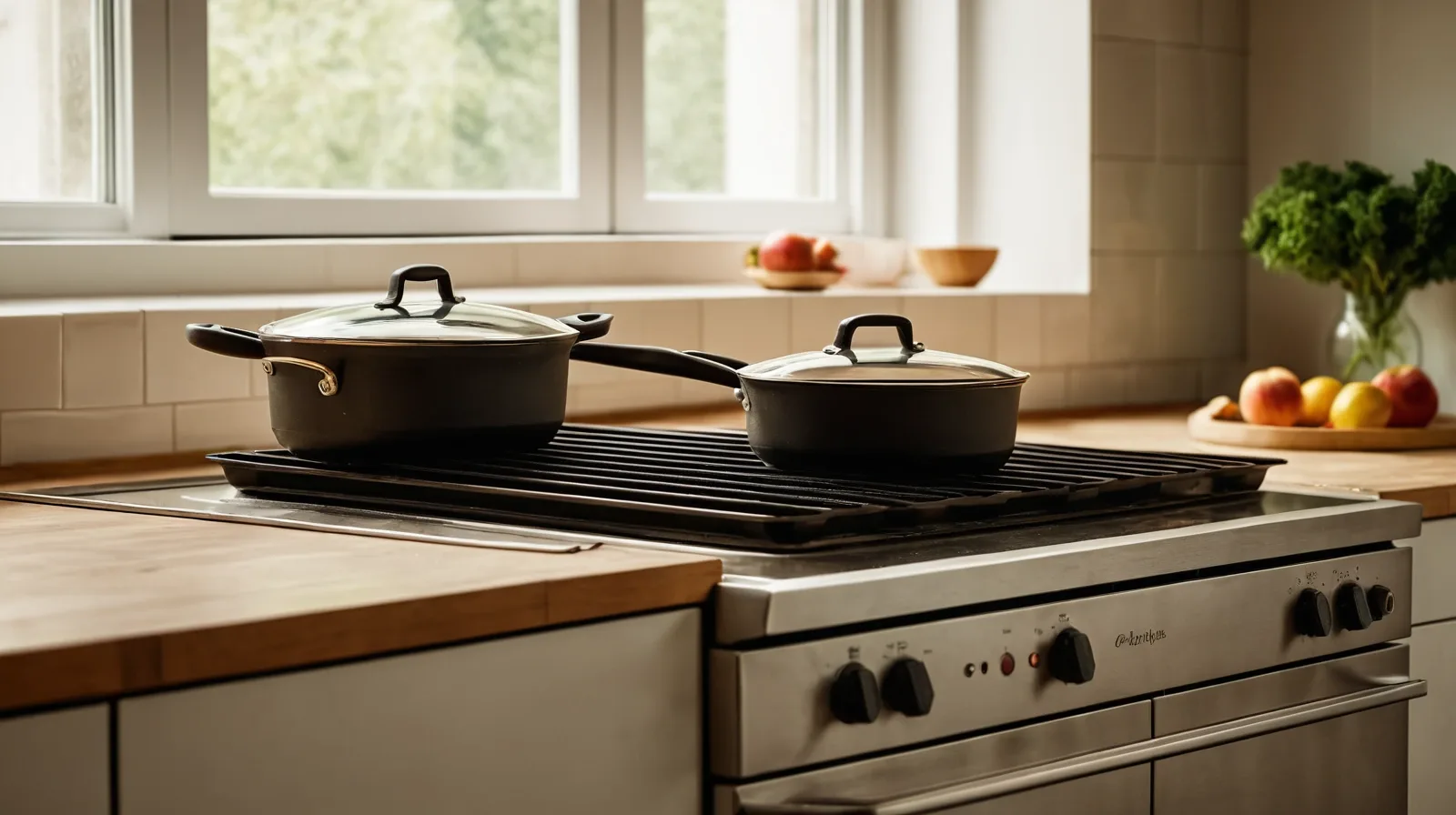 A chicken breast is browning under intense heat in an oven, illustrating the broiling method.