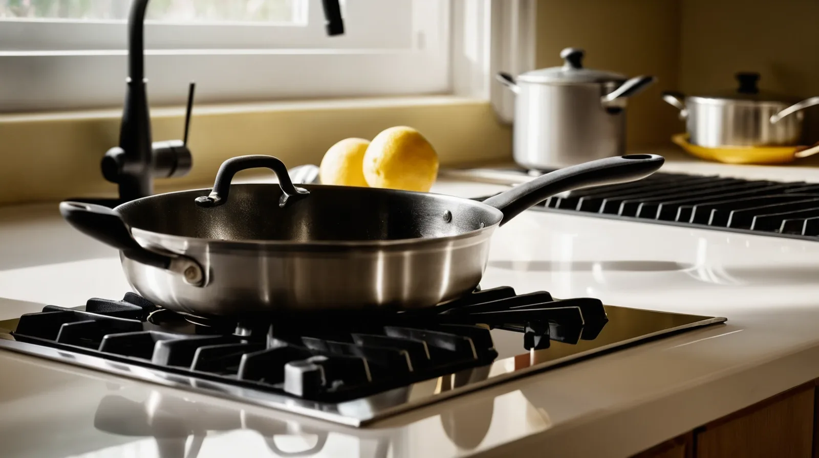 A pot of water with gentle bubbles rising to the surface