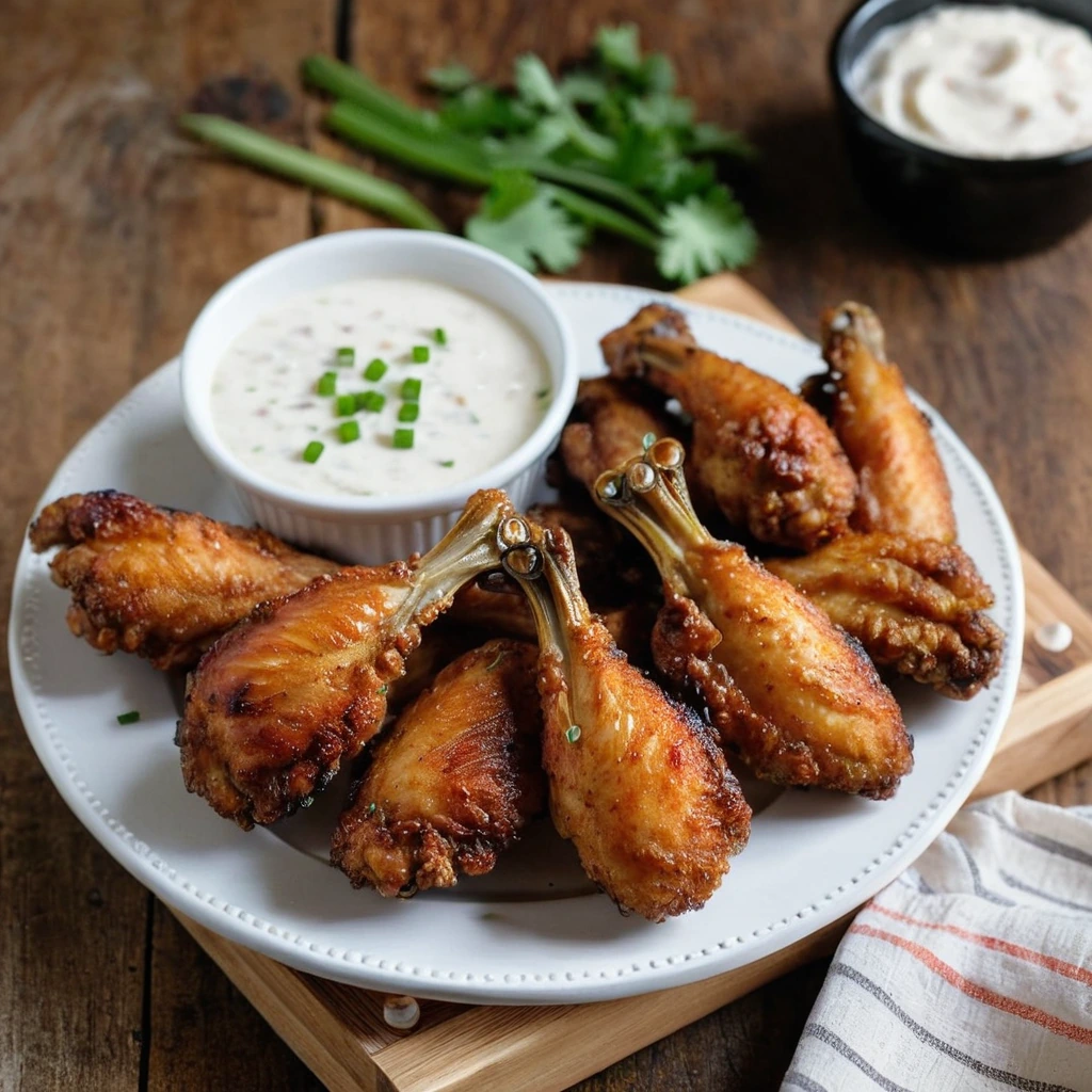 A plated serving of Air Fryer Chicken Wings
