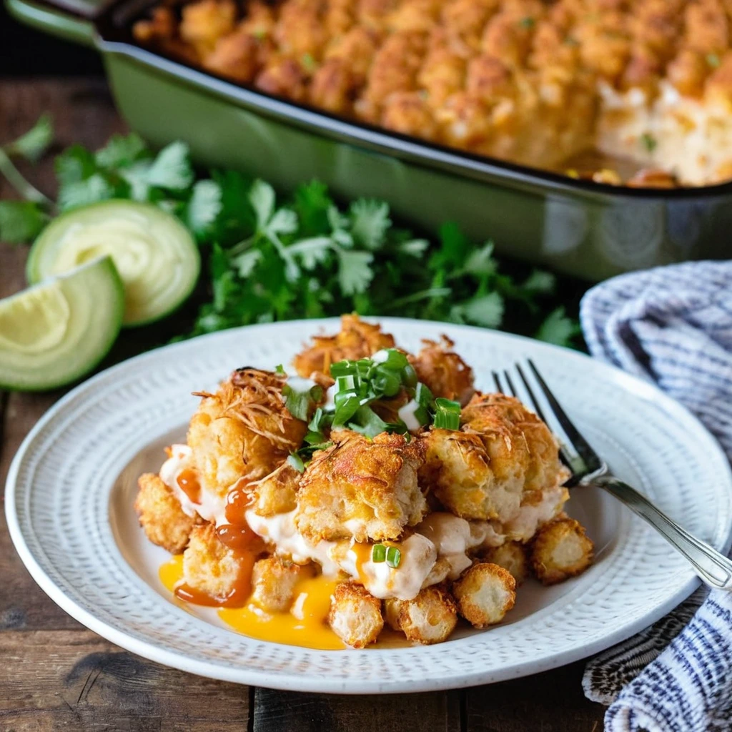 BBQ Chicken Tater Tot Casserole