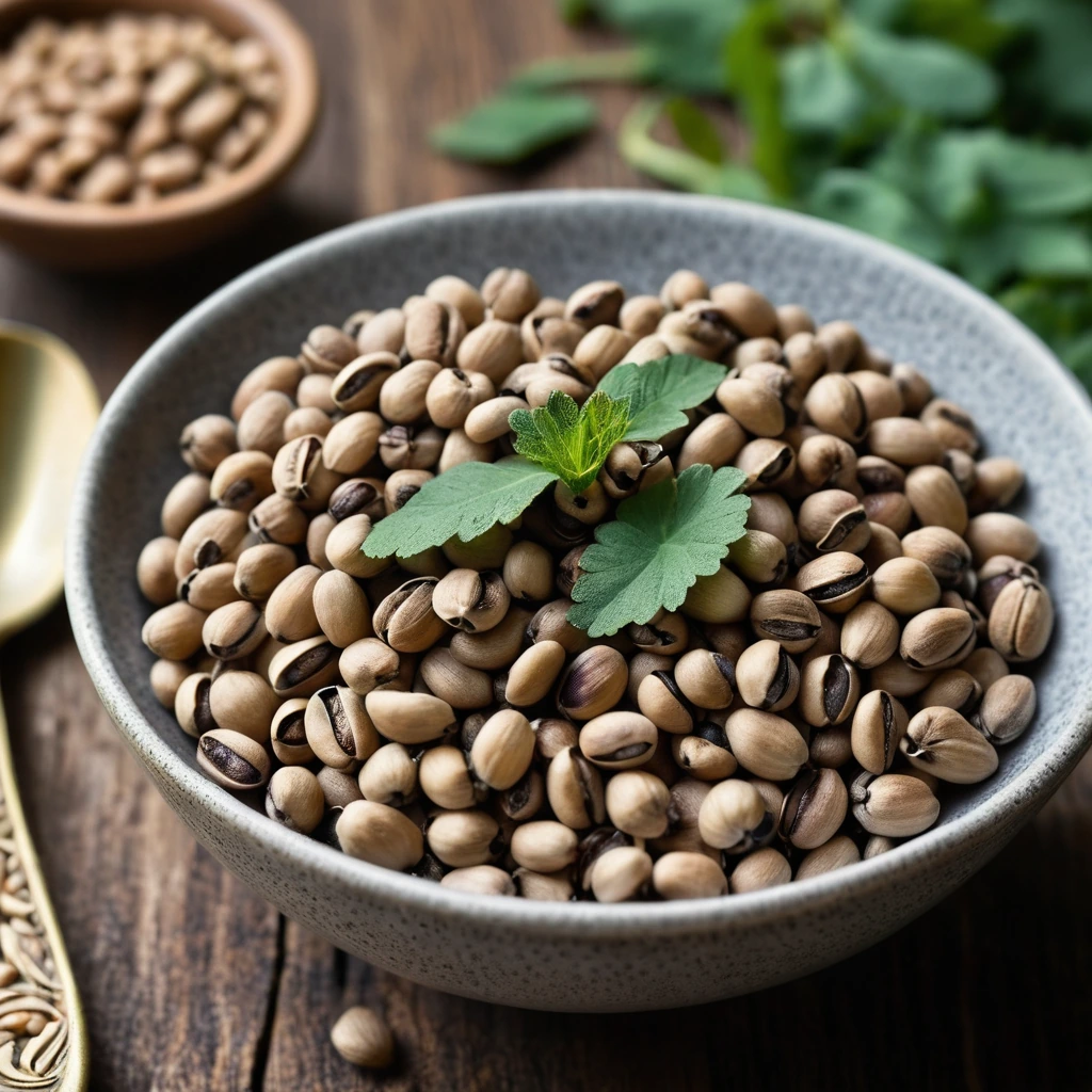 A steaming bowl of golden-brown black-eyed peas garnished with fresh parsley on a rustic wooden table.