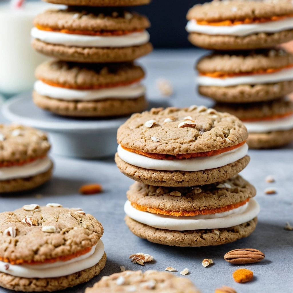 Golden brown cookies with orange centers, dusted with cinnamon and garnished with toasted coconut flakes.