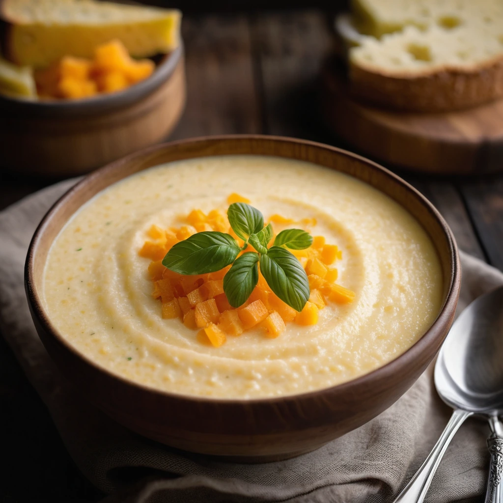 Golden, creamy grits topped with melted cheddar in a rustic bowl.