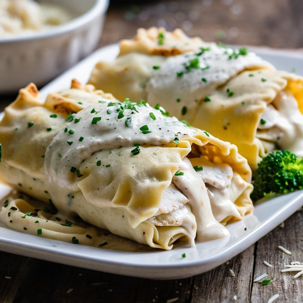 Chicken Alfredo Lasagna Rolls