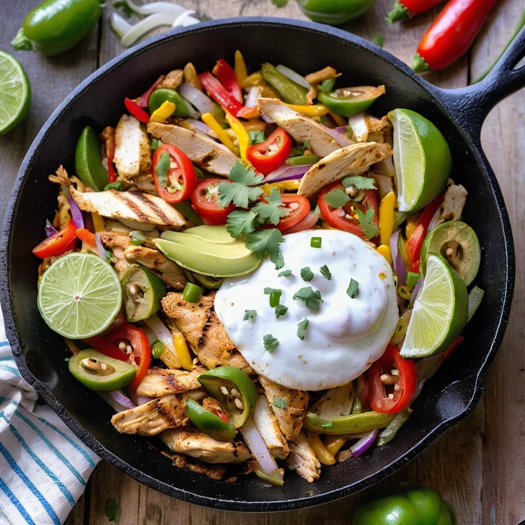 A plated serving of Chicken Fajita Skillet