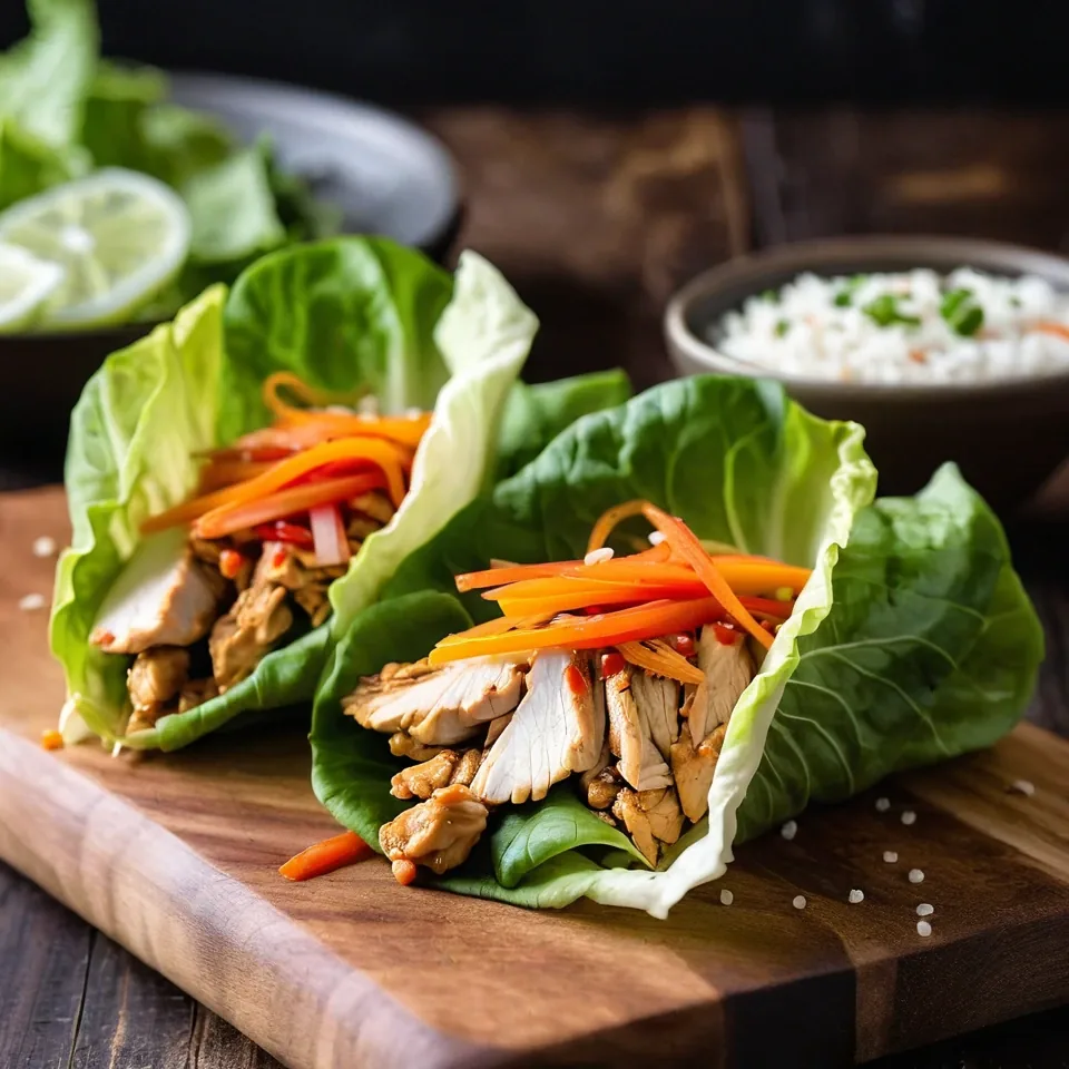 A plated serving of Chicken Lettuce Wraps