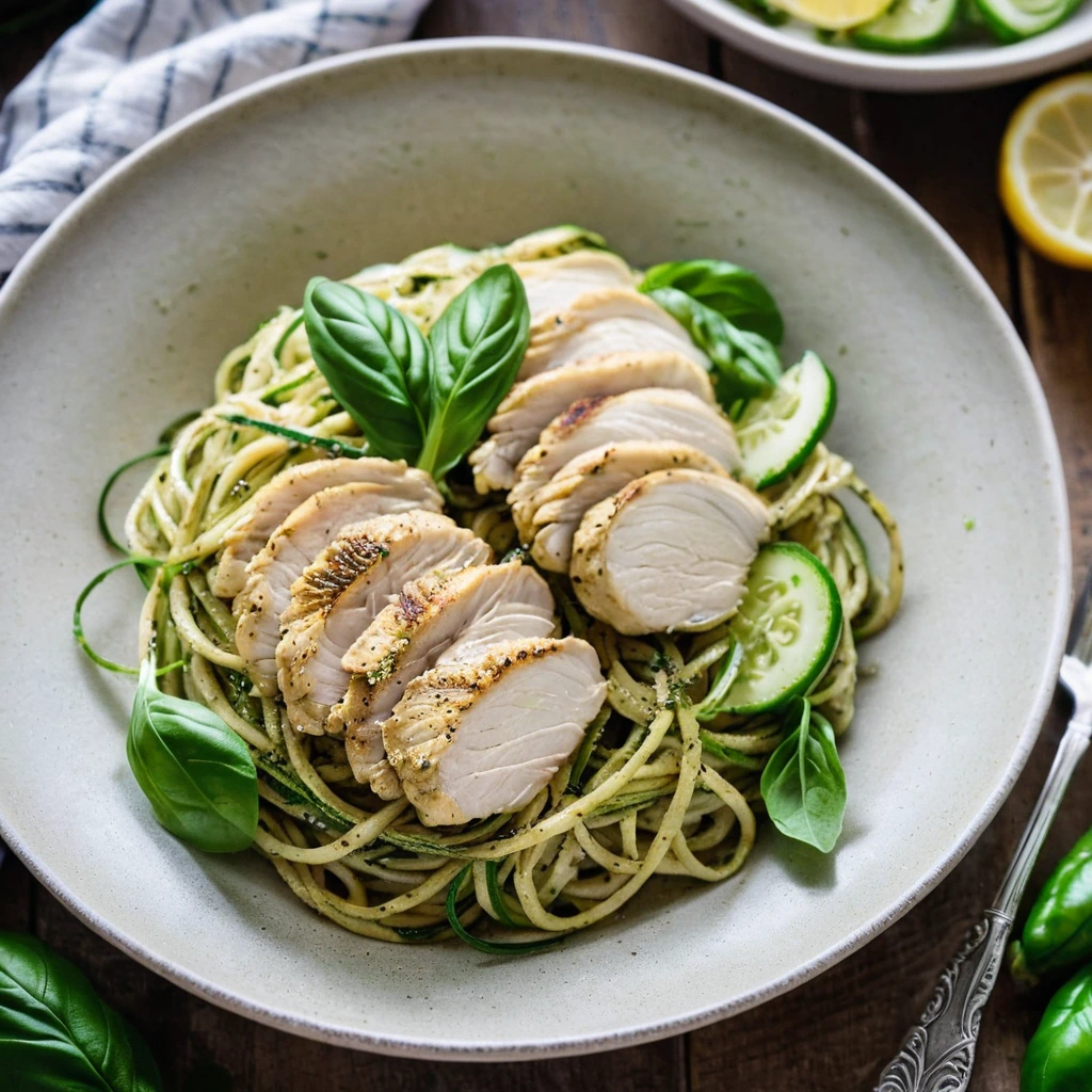 Chicken Pesto Zucchini Noodles