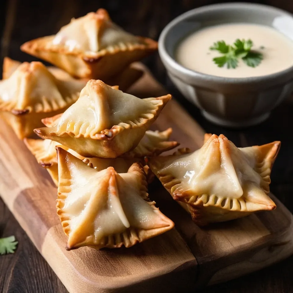 A plated serving of Crab Rangoon