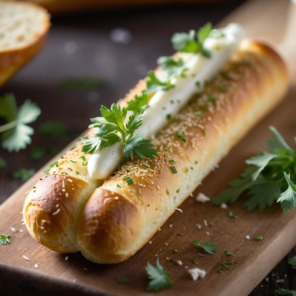 Golden brown breadsticks with melted mozzarella cheese and green parsley garnish.