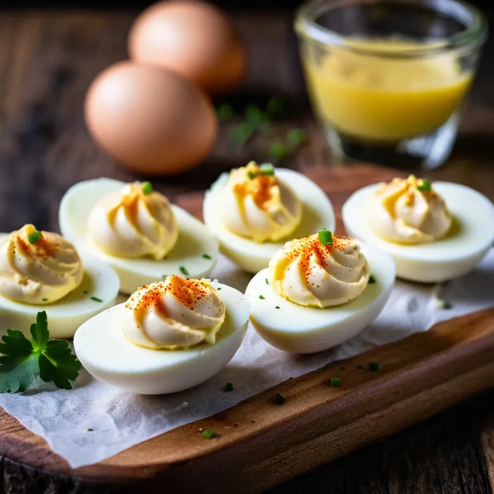 A plated serving of Classic Deviled Eggs