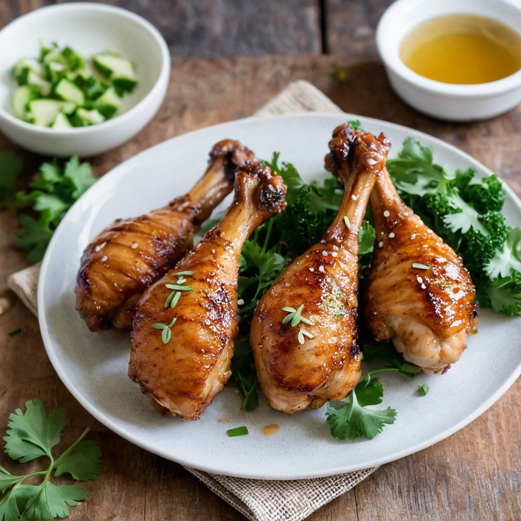 A plated serving of Easy Honey Garlic Chicken Drumsticks