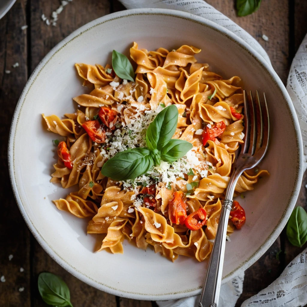 Farfalle with Roasted Red Pepper Sauce
