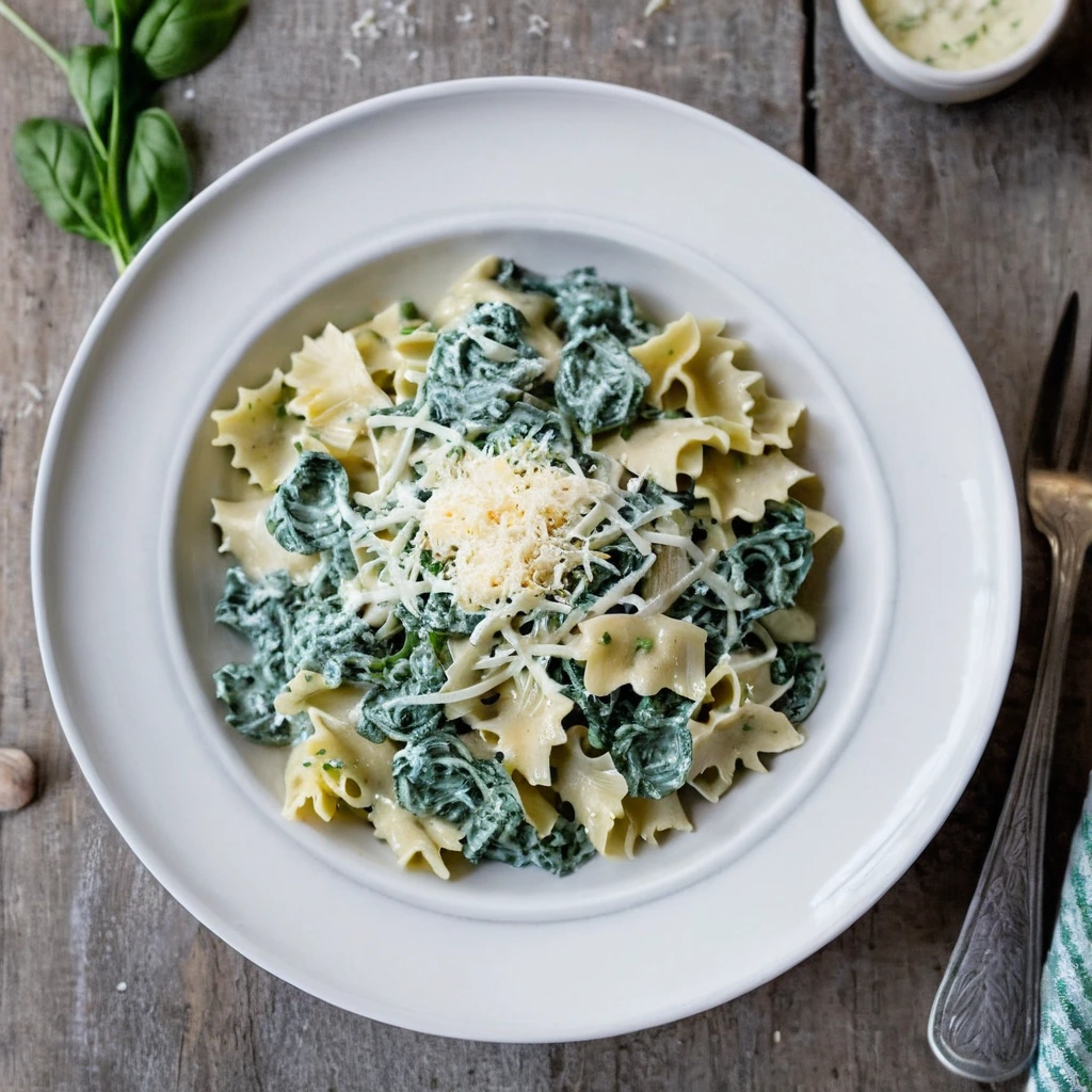 Farfalle with Spinach Alfredo Sauce