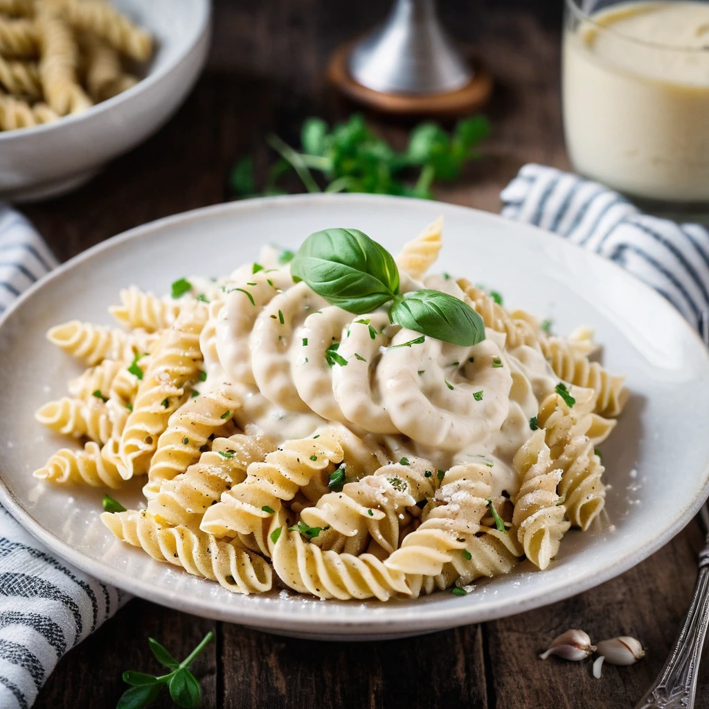 Fusilli with Roasted Garlic Cream Sauce