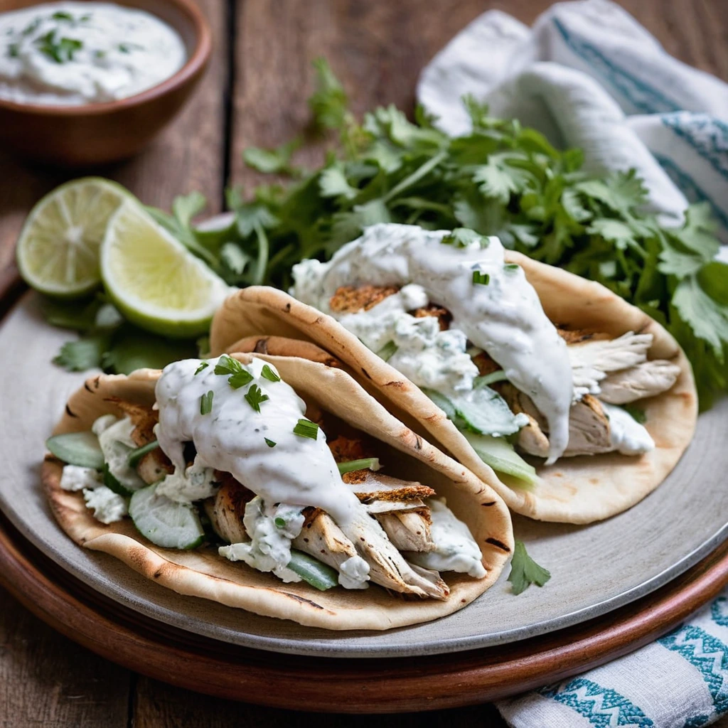Greek Chicken Gyros with Tzatziki