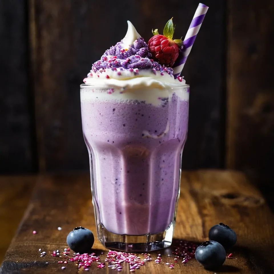 A plated serving of Grimace Shake
