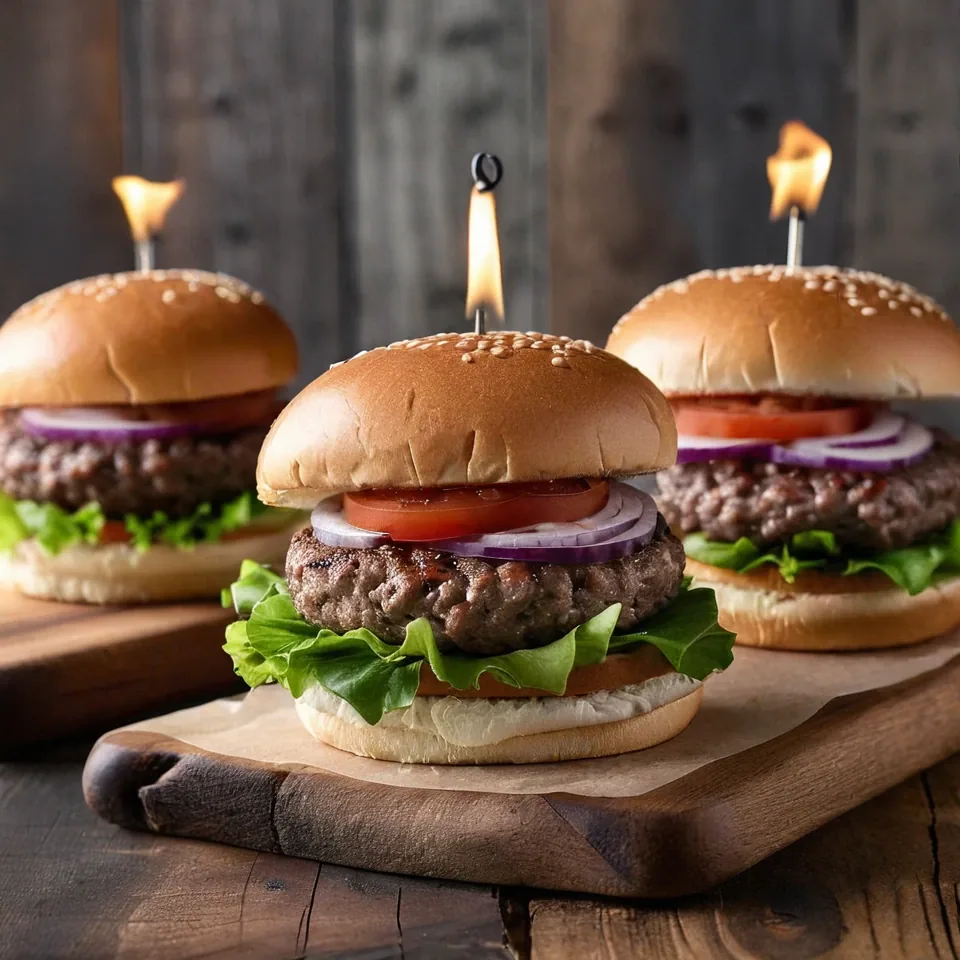 A plated serving of Classic Hamburgers