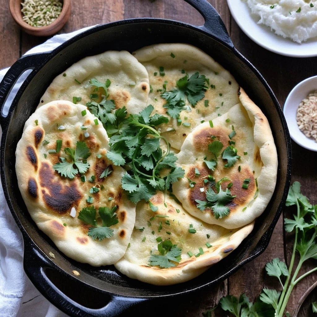 Indian Garlic Naan Skillet