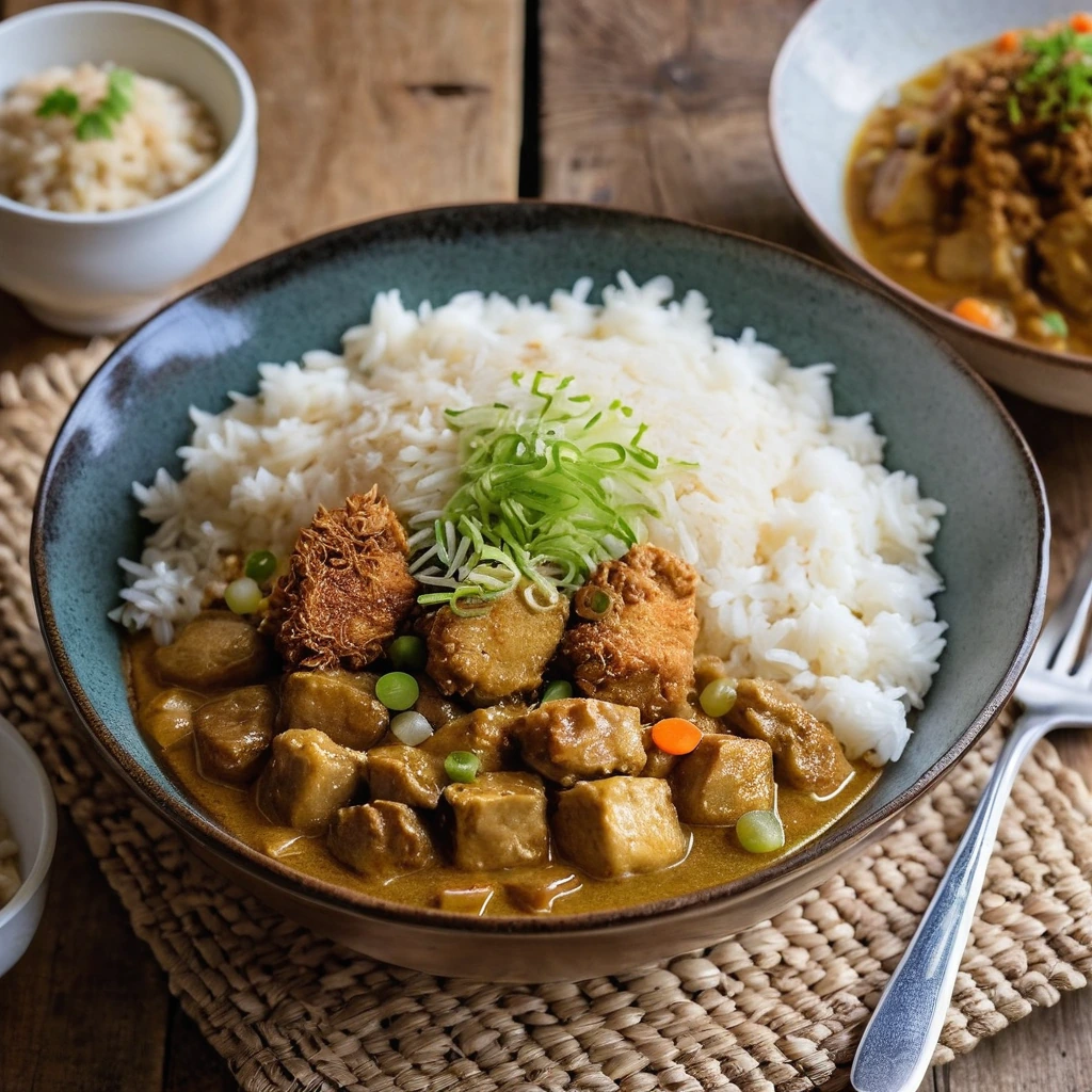 A plated serving of Japanese Curry Rice Casserole