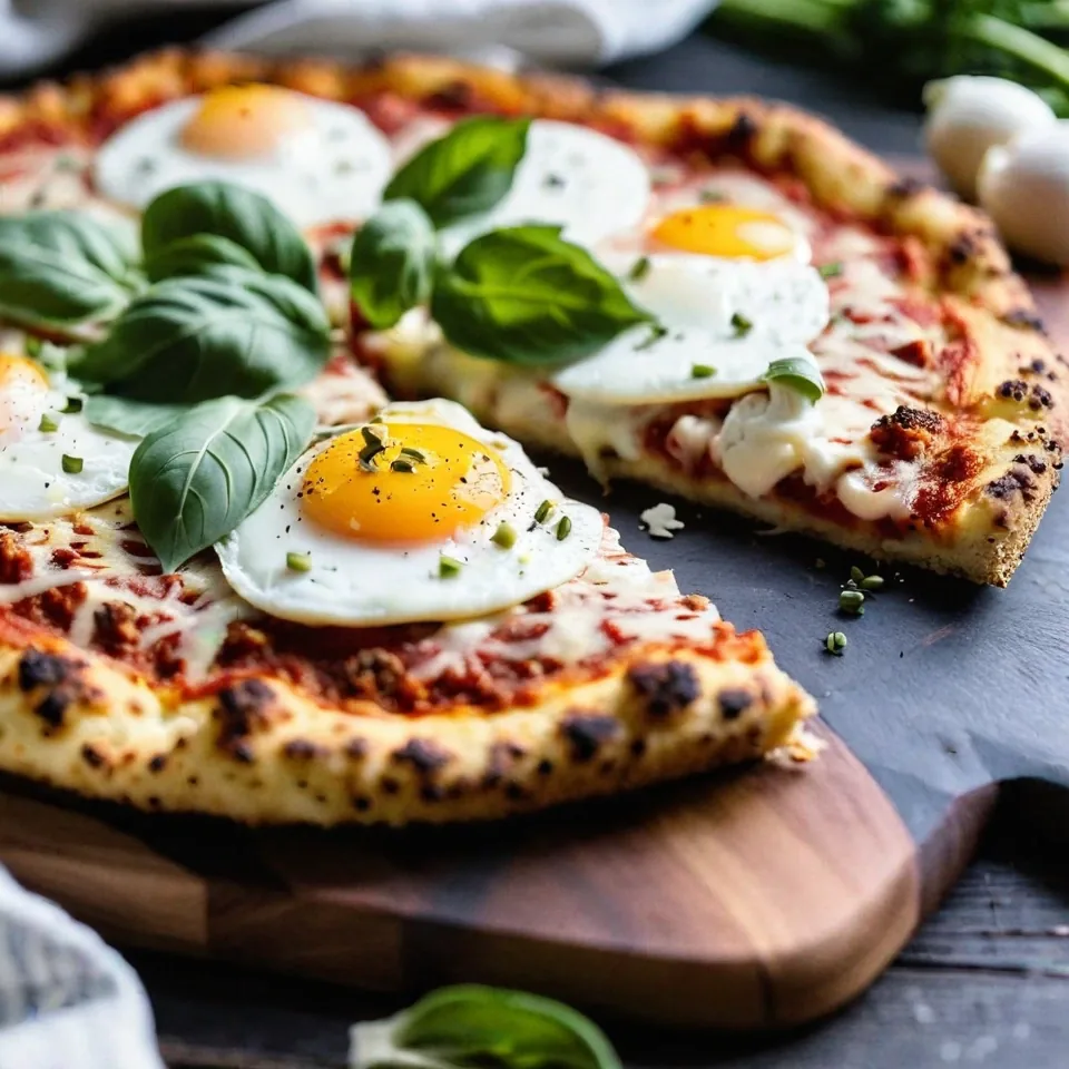 A plated serving of Keto Cauliflower Pizza Crust