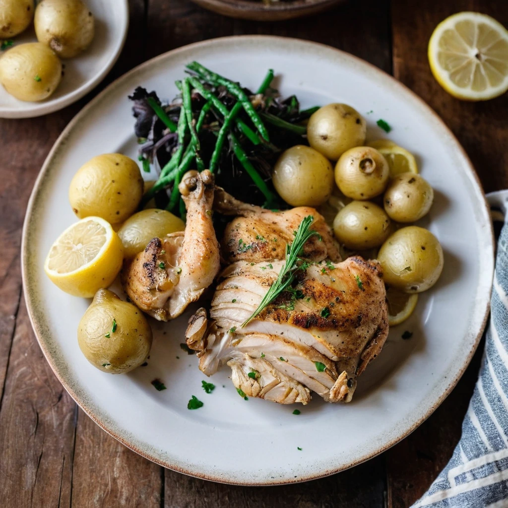 Lemon Garlic Chicken Thighs with Potatoes