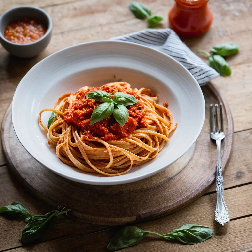 Linguine with Roasted Red Pepper Sauce