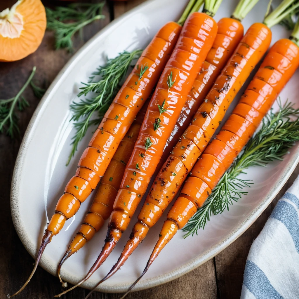A plated serving of Maple Glazed Carrots