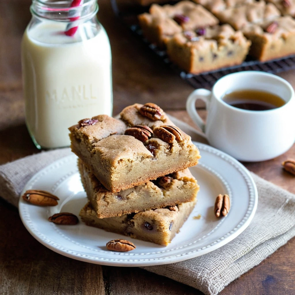 A plated serving of Maple Pecan Blondies