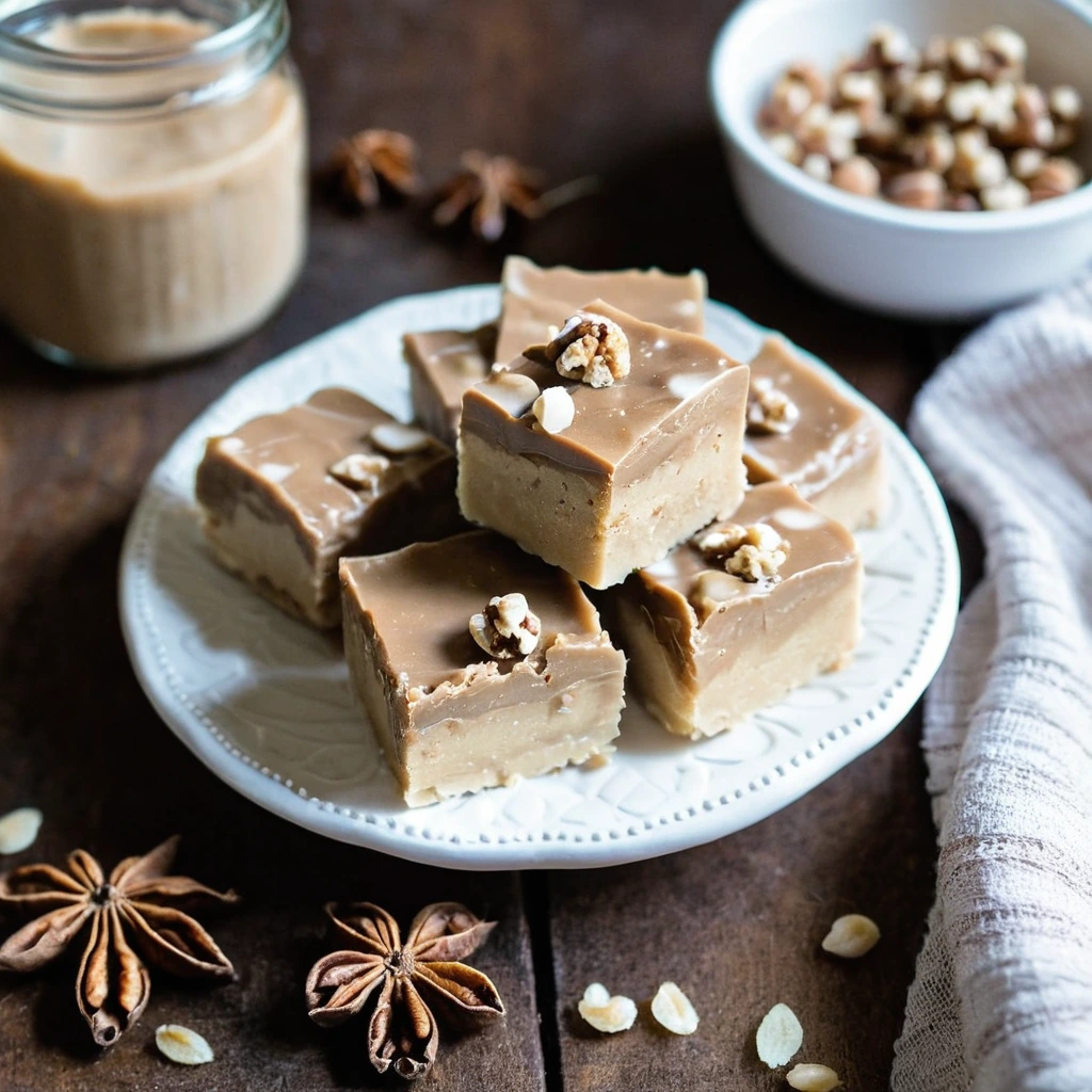 A plated serving of Maple Walnut Fudge