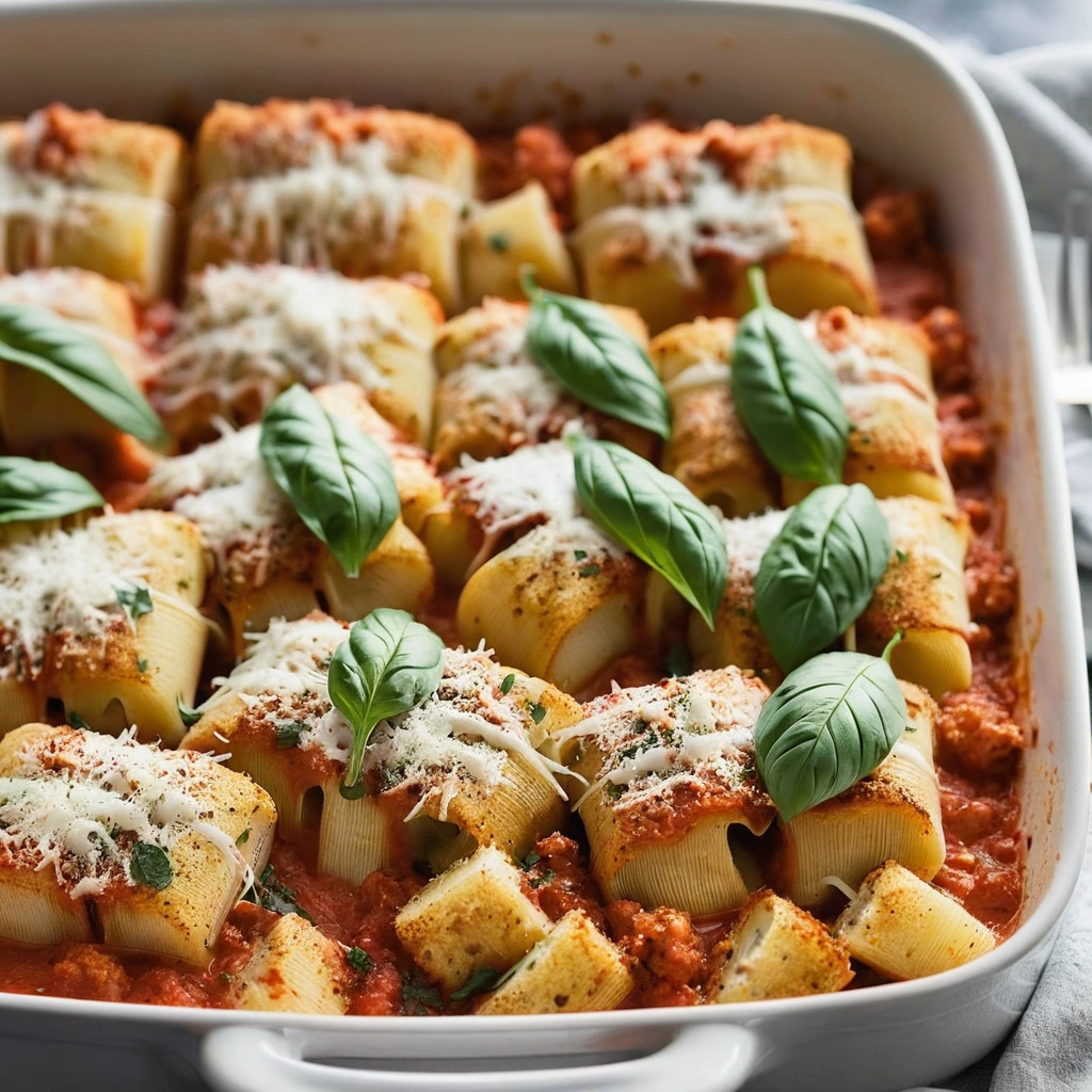 Baked dish of pillowy gnocchi smothered in rich marinara sauce, topped with melted mozzarella and golden breadcrumbs.