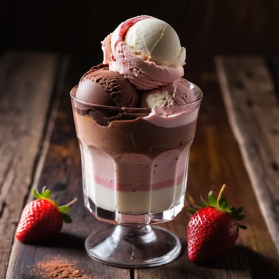 A plated serving of Neapolitan Ice Cream