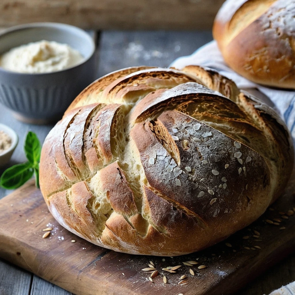 A plated serving of No-Knead Artisan Bread