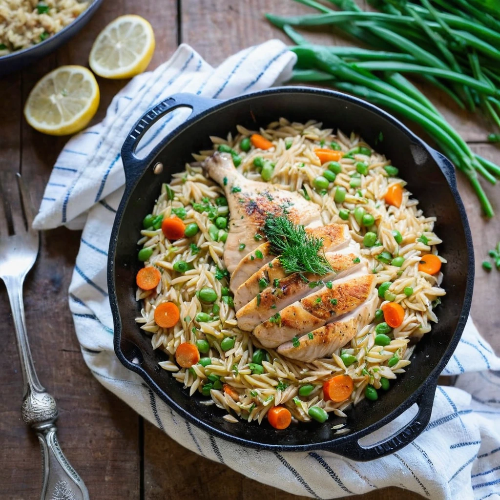 One-Pan Chicken Orzo Skillet