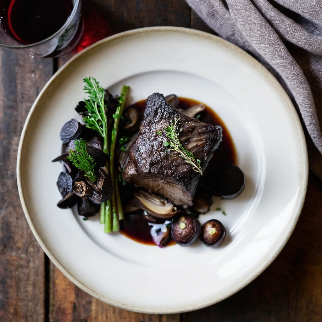 Oven-Roasted Red Wine Mushroom Beef Short Ribs