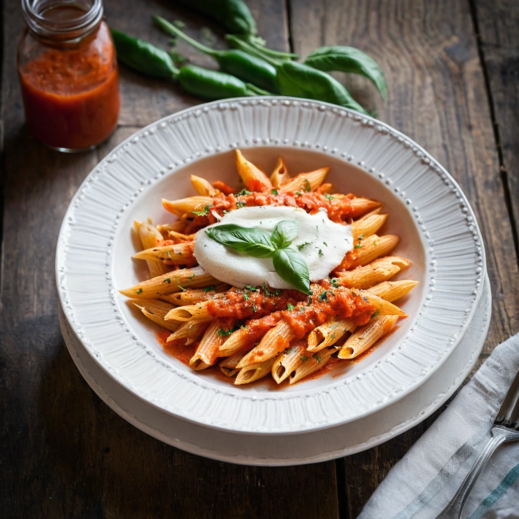 Penne with Roasted Red Pepper Sauce
