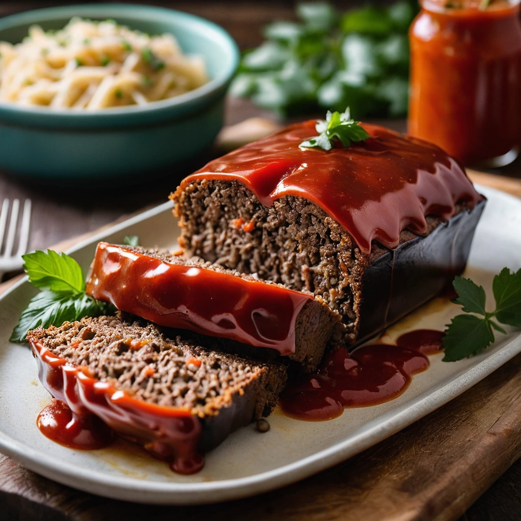 Pepper Jack Stuffed Meatloaf with Salsa Glaze
