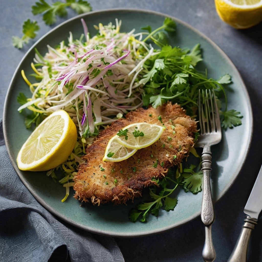 Pork Schnitzel with Lemon and Parsley Slaw
