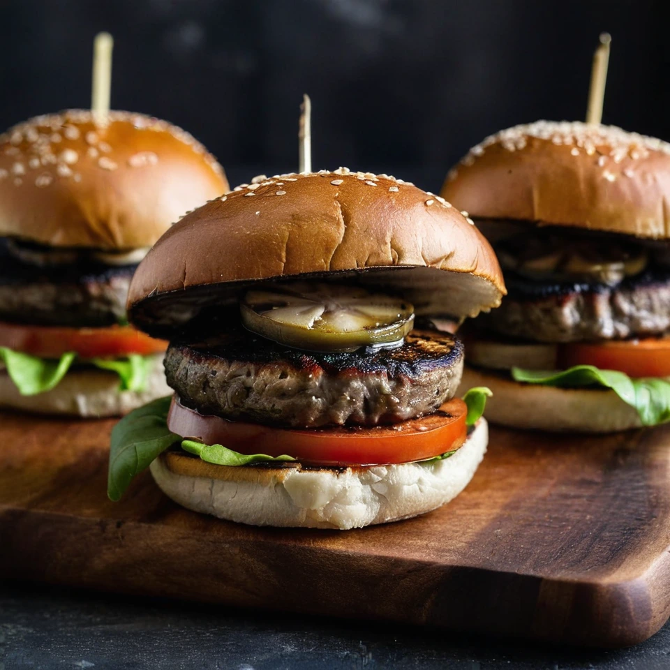 A plated serving of Portobello Mushroom Burger
