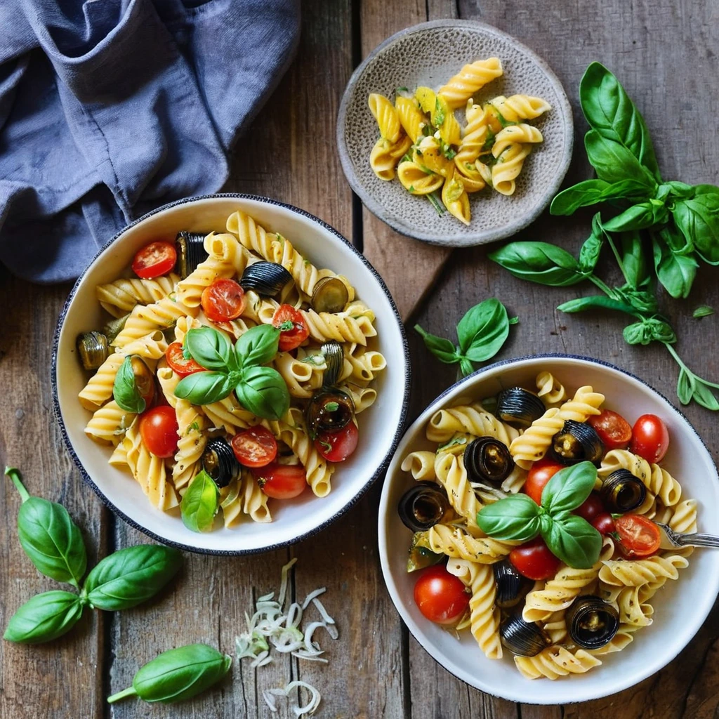A plated serving of Ratatouille Pasta Toss