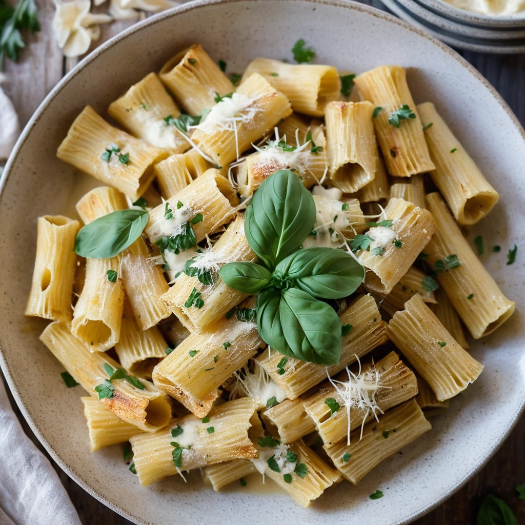 Rigatoni with Roasted Garlic Cream Sauce