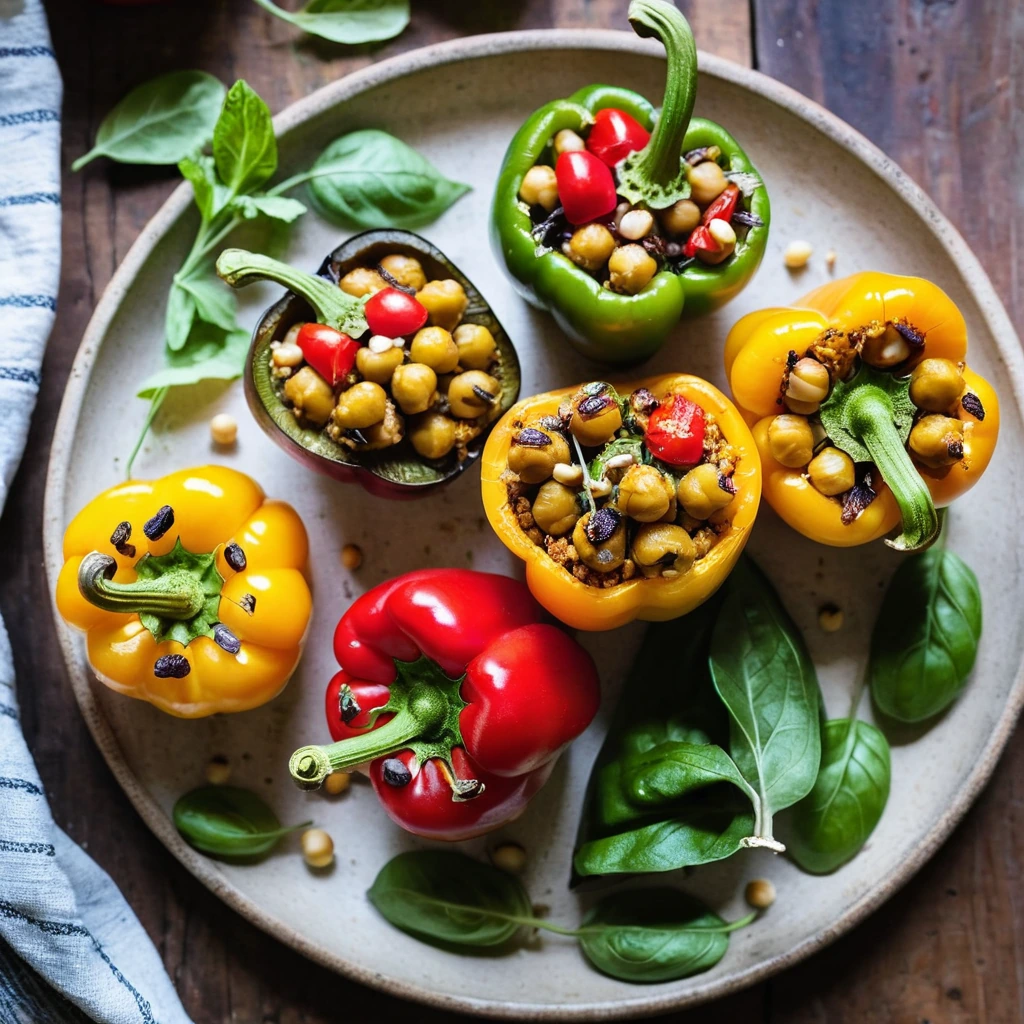 Roasted Chickpea Stuffed Peppers