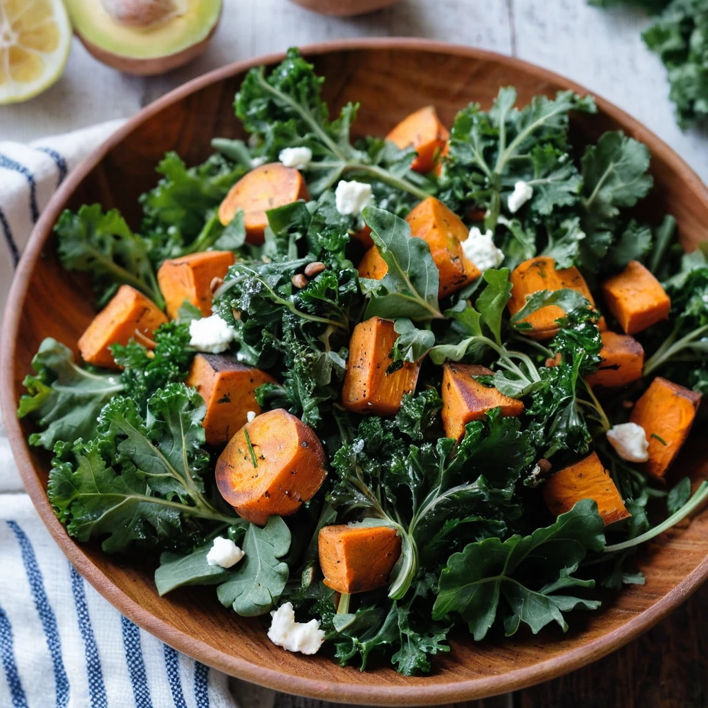 Roasted Sweet Potato Kale Salad