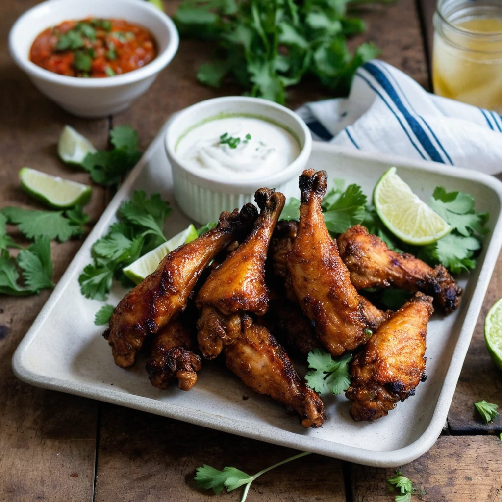 A plated serving of Sheet Pan Chili Lime Chicken Wings