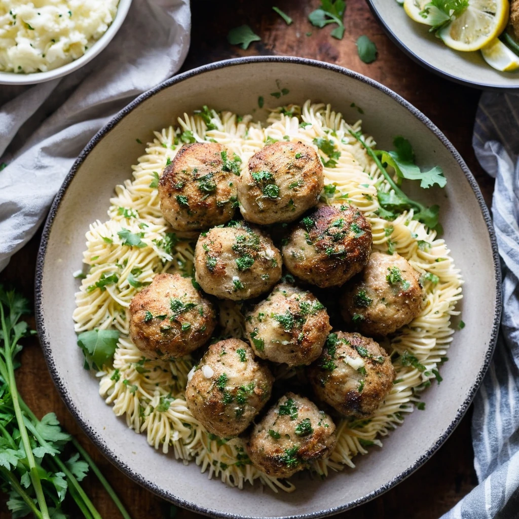 Sheet Pan Garlic Butter Chicken Meatballs